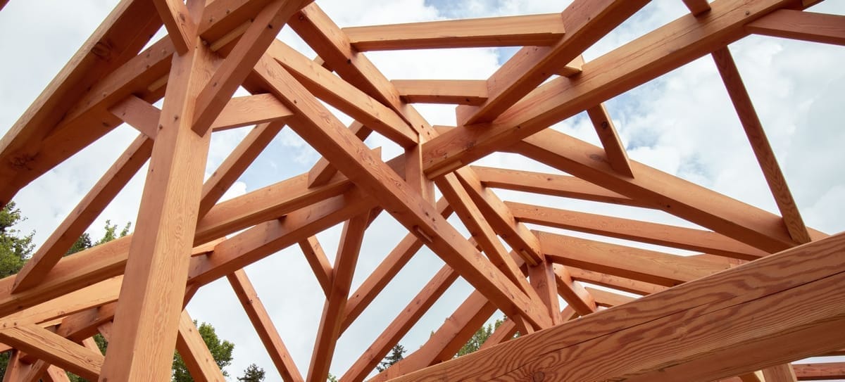 timber frame truss king strut span kd doug fir housed joinery