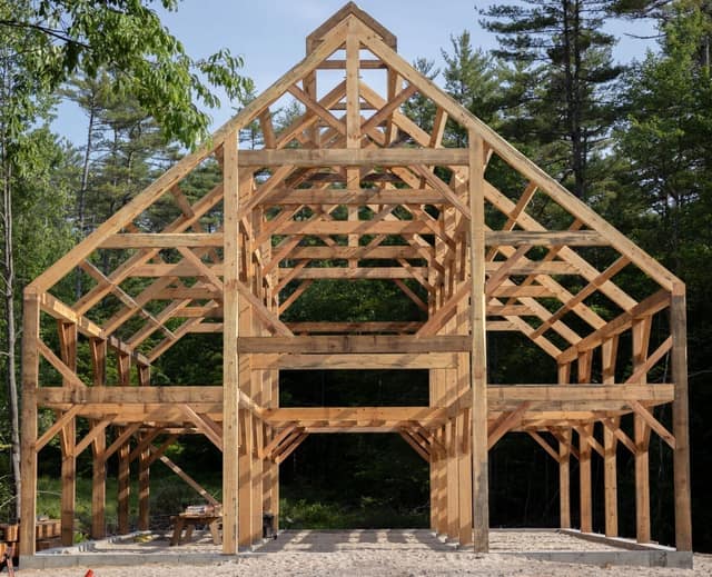 traditional timber frame barn rough sawn pine